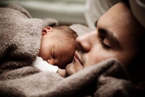 sleeping baby and daddy